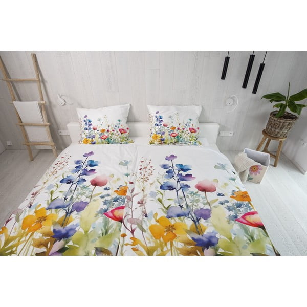 Biancheria da letto singola in cotone sateen 140x200 cm Watercolour Flowers - Butter Kings-image-1