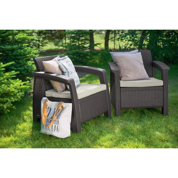 Sedia da giardino marrone Corfu - Keter-image-2