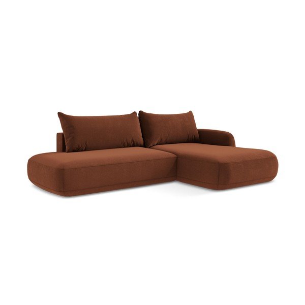 Divano angolare color terracotta allungabile (con penisola a destra/con chaise lounge) Hale – Makamii-image-1