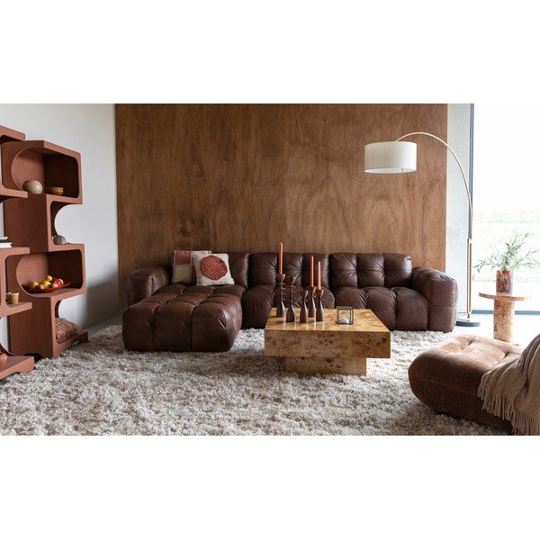 Divano componibile marrone cognac con rivestimento in pelle 364 cm Hackman – Dutchbone-image-1