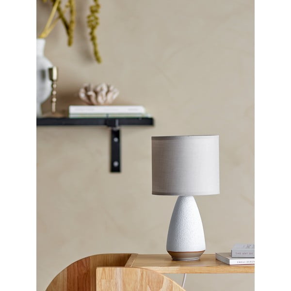 Lampada da tavolo bianca/beige con paralume in tessuto (altezza totale 27,5 cm) Paprica – Bloomingville-image-1