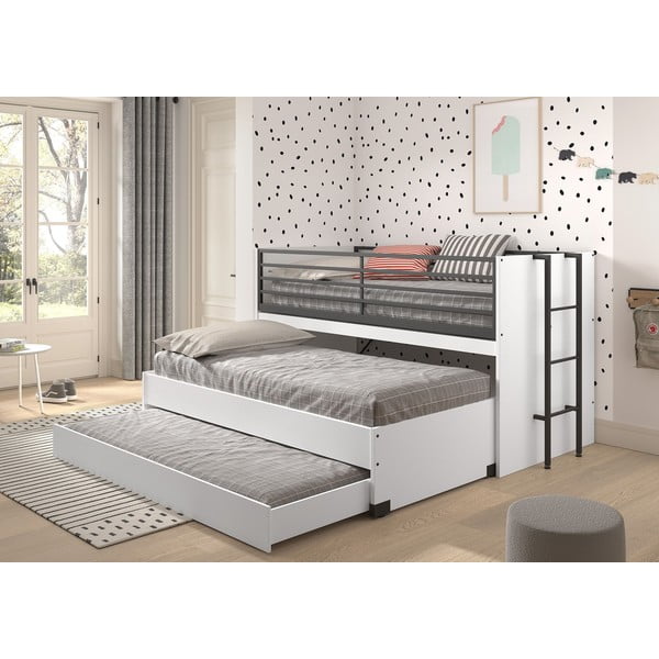 Letto da bambini a castello/estraibile bianco con scrivania con rete inclusa 90x200 cm Sam – Vipack-image-1