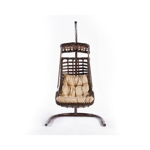 Sedia da giardino sospesa in rattan marrone Alacati - Floriane Garden