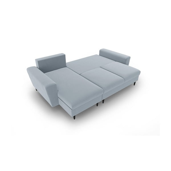Divano angolare azzurro allungabile e con contenitore con rivestimento in velluto Kyoto – Cosmopolitan Design-image-2