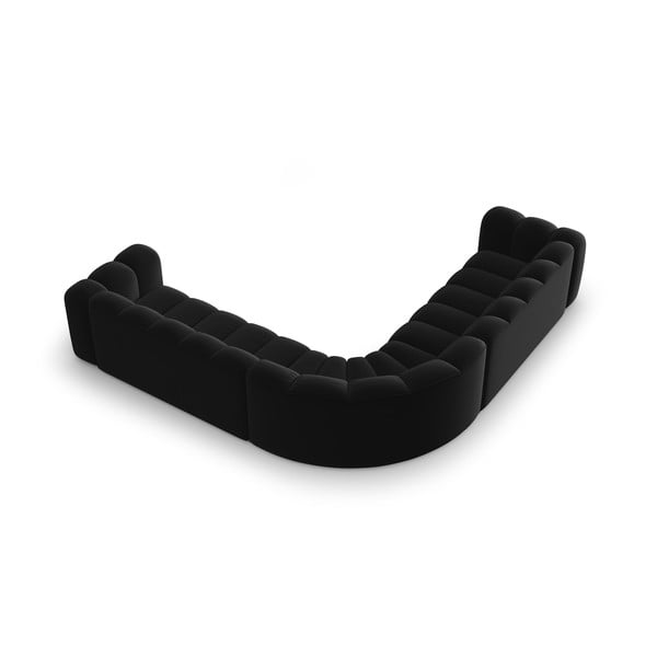 Divano angolare componibile color antracite con rivestimento in velluto Lupine – Micadoni -image-3