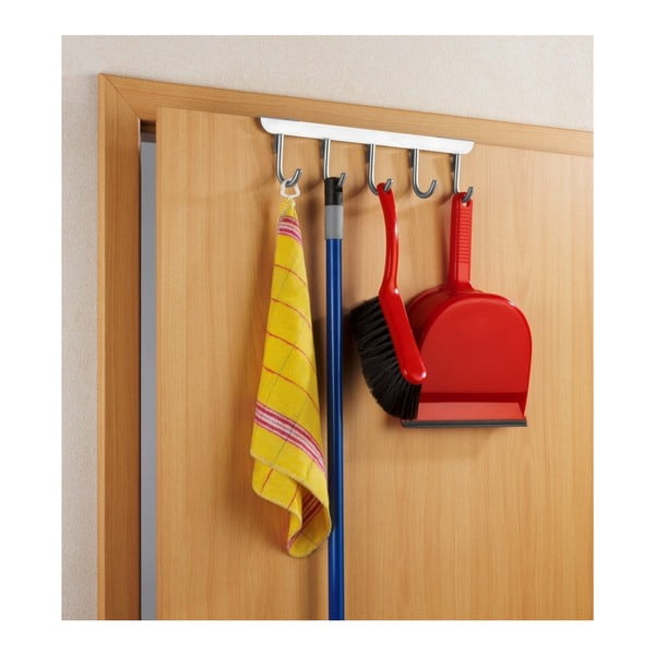 Appendiabiti da porta con 5 ganci in argento Asola - Wenko-image-2