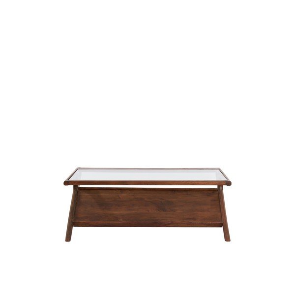 Tavolino da salotto di colore naturale con piano in vetro 70x112 cm Yuki – Light & Living-image-2