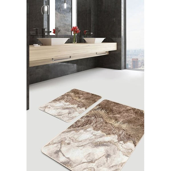 Tappetini da bagno marroni in set da 2 pezzi 60x100 cm - Mila Home-image-2