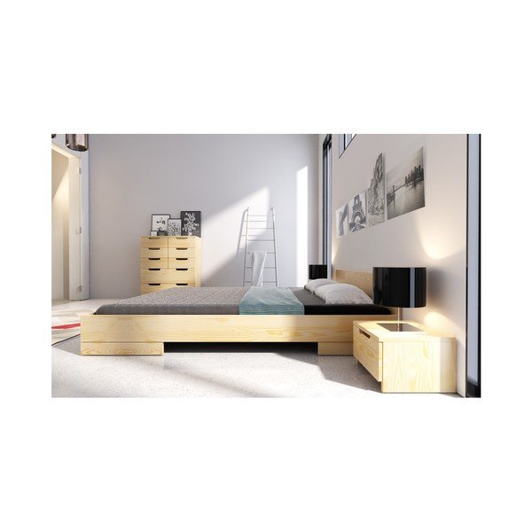 Letto matrimoniale in legno di pino 160 x 200 cm Spectrum - Skandica-image-4