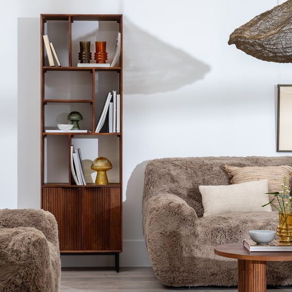Libreria marrone in mango massiccio 60x190x30 cm Sagara – Ixia-image-1