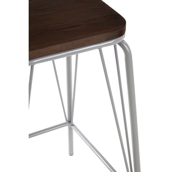 Sgabello grigio/colore naturale scuro in olmo massiccio District – Premier Housewares-image-3