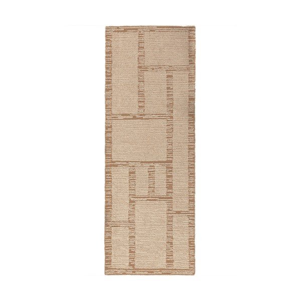 Passatoia di colore naturale in lana tessuta a mano 80x230 cm Harris Modula Wool – Flair Rugs