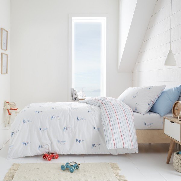 Lenzuola in cotone per neonati 150x120 cm Sailing Boats - Bianca-image-1