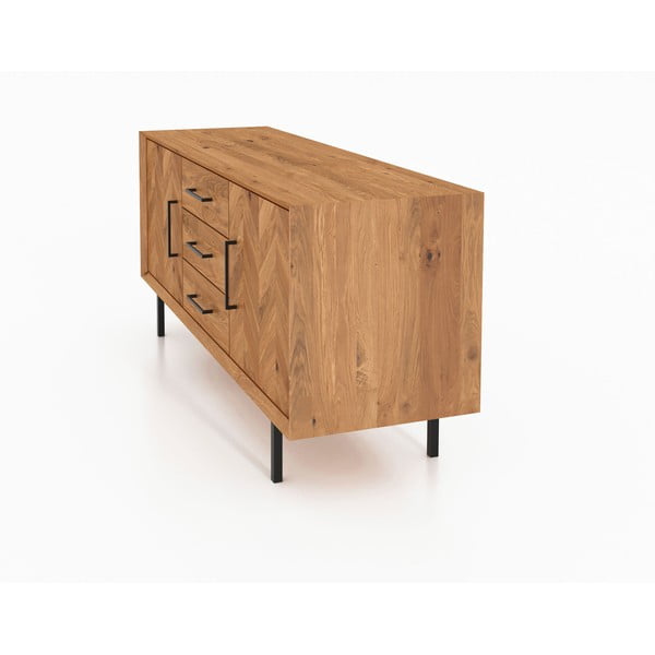 Cassettiera bassa in legno di quercia in colore naturale 144x65 cm Abies - The Beds-image-3