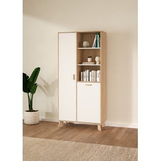 Libreria bianca e di colore naturale con effetto rovere 89x188x40 cm Ikast – Tvilum