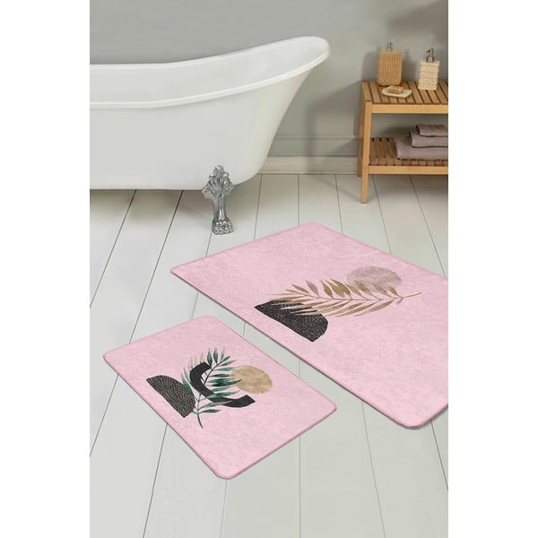 Tappetini da bagno rosa in set da 2 100x60 cm - Minimalist Home World-image-3