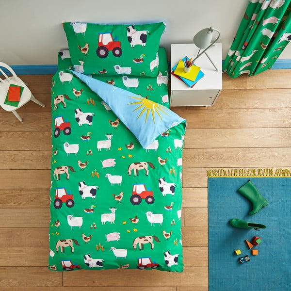 Set copripiumino e federa da bambini per letto singolo 135x200 cm Farmyard Animals – Catherine Lansfield-image-2
