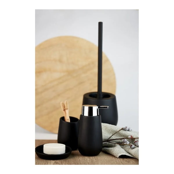 Set di accessori da bagno nero opaco in ceramica Badi - Wenko-image-1