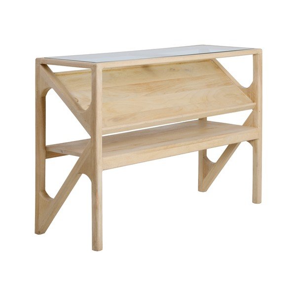 Tavolo consolle colore naturale chiaro con piano in vetro 41x119 cm Yuki – Light & Living