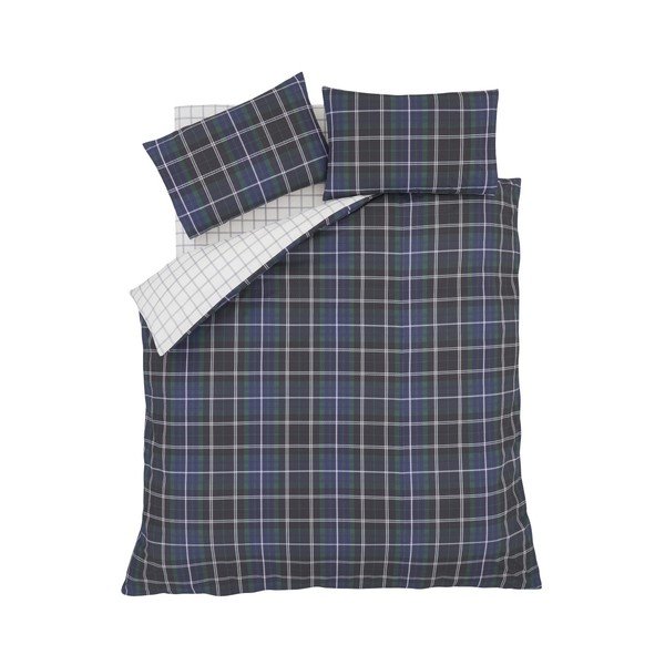 Modré povlečení na dvoulůžko Catherine Lansfield Tartan Check, 220 x 230 cm-image-1
