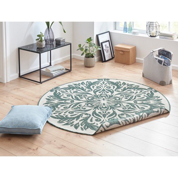 Tappeto per esterni verde e crema , ⌀ 140 cm Madrid - NORTHRUGS-image-4