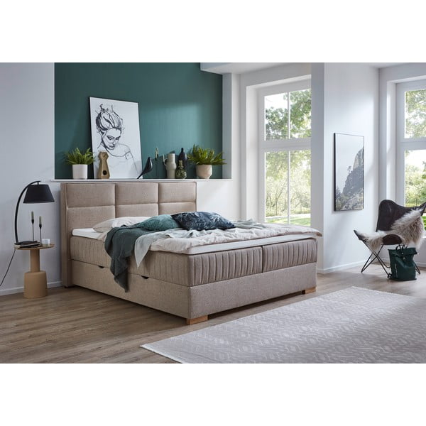Letto boxspring beige con contenitore 160x200 cm Tambo - Meise Möbel-image-1