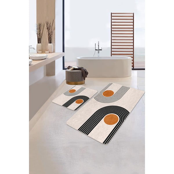Set di tappetini per il bagno in velluto beige 2 pz 60x100 cm Dot Arch – Mila Home-image-2
