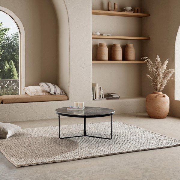 Tavolino da salotto rotondo nero/grigio opaco ø 90 cm Clarisa – MOME-image-1