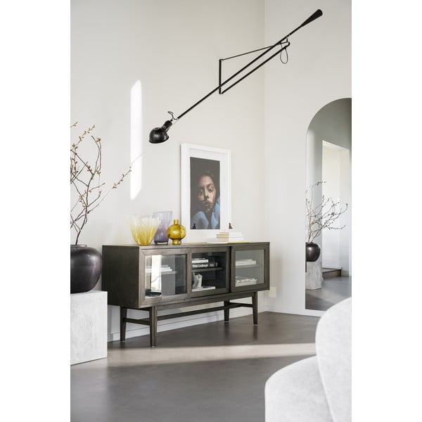 Vetrina marrone in rovere con ante scorrevoli 170x75 cm Hazelton - Rowico-image-1