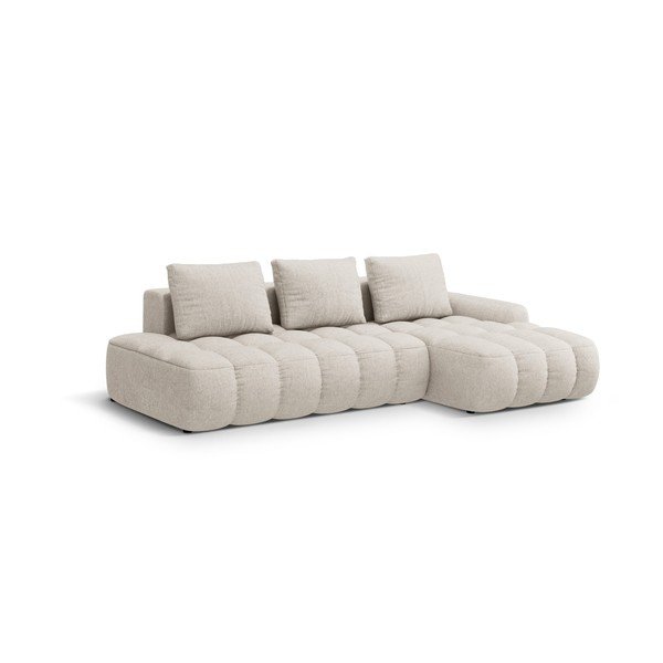 Divano angolare beige allungabile/con contenitore (con penisola a destra/con chaise lounge) Linz – Cosmopolitan Design-image-2