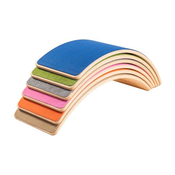 Tavola di equilibrio montessori blu/di colore naturale in pino massiccio 80x30x18 cm Montessori – Meowbaby-image-2