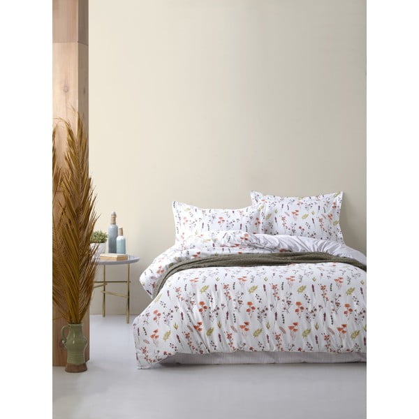 Set copripiumino e federa bianco in cotone renforcé per letto singolo 140x200 cm Floral Dance Autumn – Mila Home Luxury