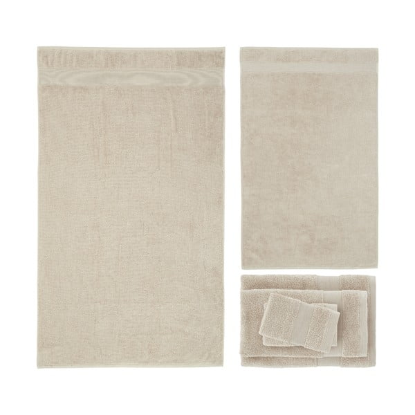 Set di asciugamani per viso e corpo tipo terry beige in cotone 6 pz Anti-Bacterial – Catherine Lansfield-image-2