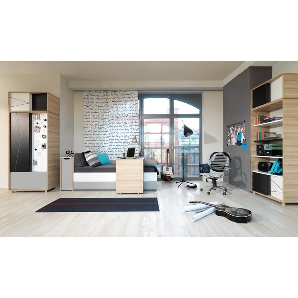 Armadio con anta grigia per letto singolo Evolve - Vox-image-1