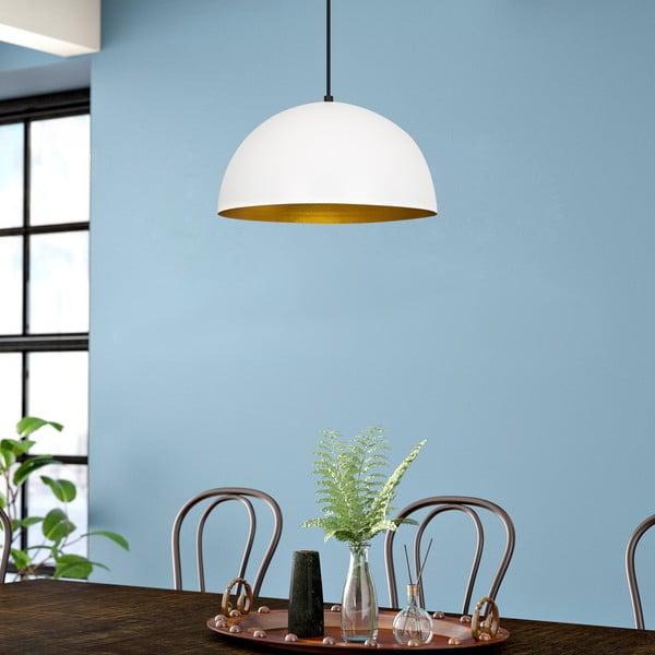Lampadario bianco con paralume in metallo ø 40 cm Sivani – Opviq lights-image-1