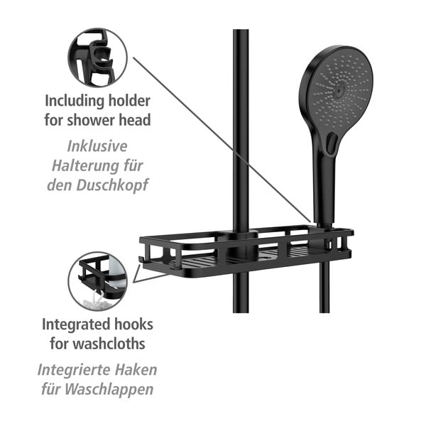Mensola da bagno in plastica nera opaca autoportante Libertà - Wenko-image-4