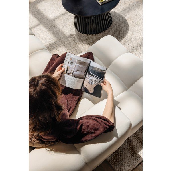 Divano angolare color crema (con penisola a destra e chaise lounge) con rivestimento in velluto Cube – Bonami Selection-image-3