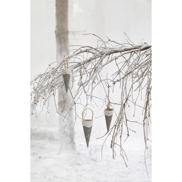 Decorazione da appendere in ceramica verde Cono, altezza 14,5 cm Nobili - Kähler Design-image-2