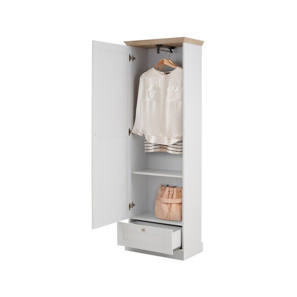Armadio bianco con ante e dettagli in rovere decorato Bruce - Støraa-image-2