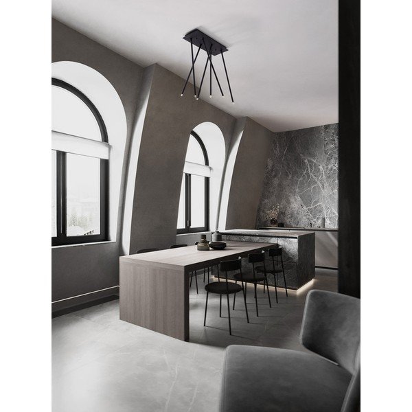 Plafoniera LED nera opaca in alluminio con struttura flessibile 20x50 cm Stilvi – Nova Luce-image-1