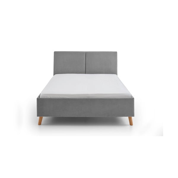 Letto matrimoniale imbottito grigio con rete inclusa 140x200 cm Piano – Meise Möbel-image-3