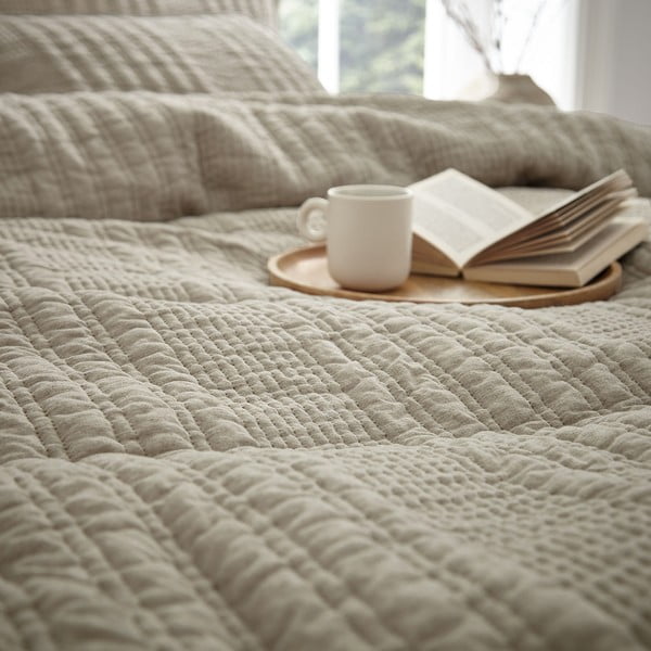 Set copripiumino e federa beige per letto matrimoniale e per letto esteso 230x220 cm Tamba Stripe – Pineapple Elephant-image-3