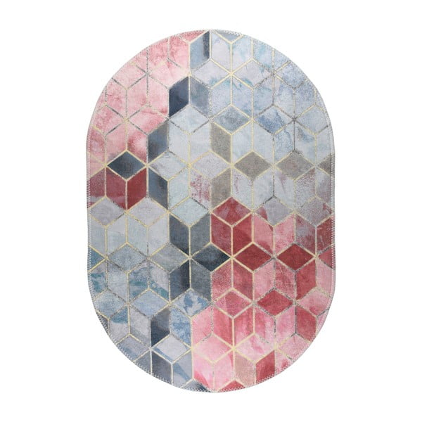 Tappeto lavabile rosa e grigio chiaro 60x100 cm - Vitaus