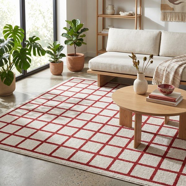 Tappeto rosso/beige 160x230 cm Picnic - ESTE-image-2
