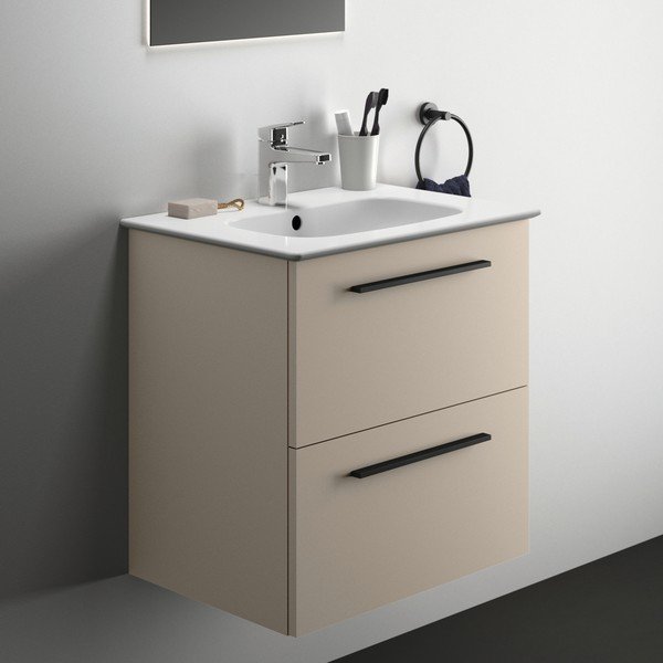 Mobile da lavabo beige a sospensione 60x63 cm i.Life A - Ideal Standard-image-4
