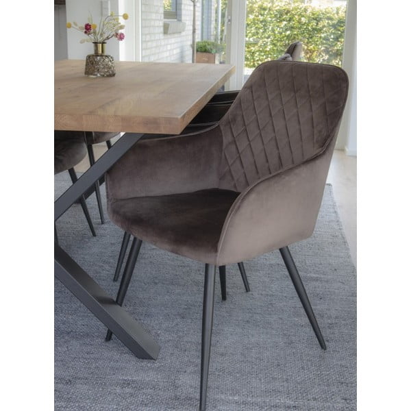 Set di sedie da pranzo marrone chiaro in imbottito con braccioli 2 pz Harbo – House Nordic-image-1