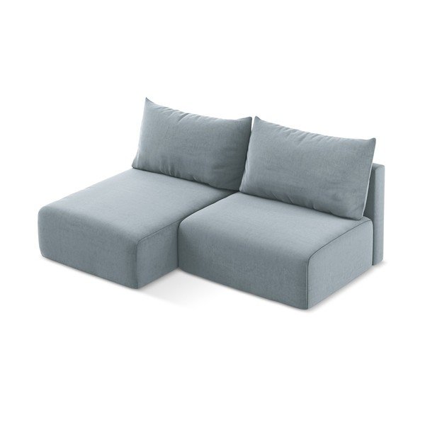 Divano angolare blu allungabile/con contenitore (con penisola a sinistra/con chaise lounge) con rivestimento in velluto Kalena – Makamii-image-3
