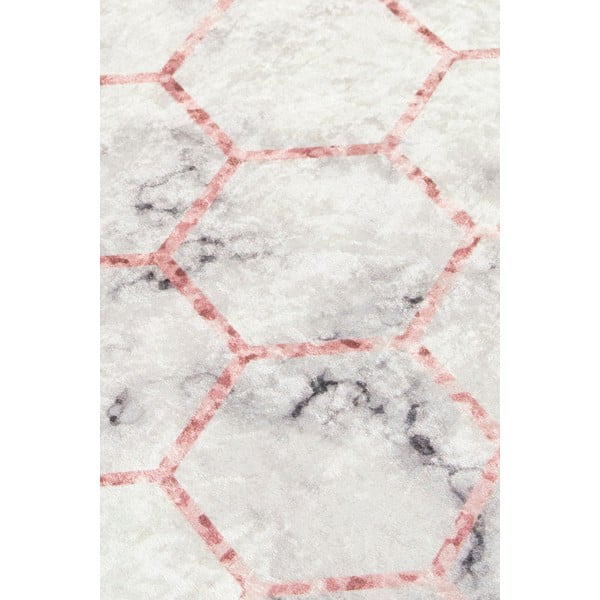 Tappetino da bagno bianco/grigio 60x40 cm Honeycomb - Foutastic-image-3