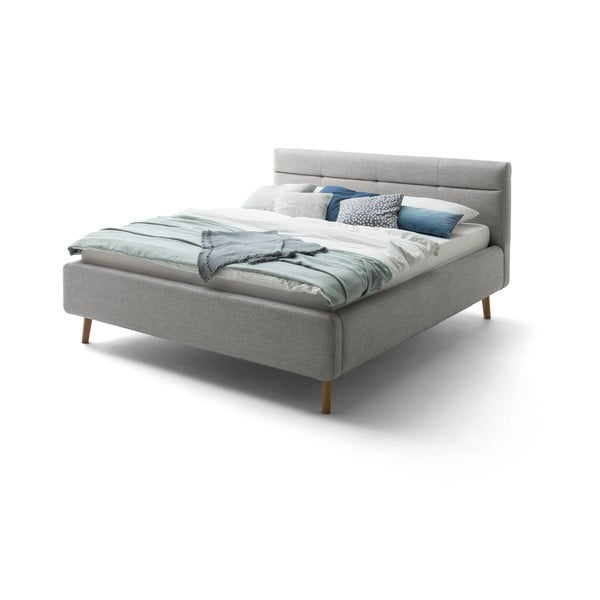 Letto matrimoniale imbottito grigio con contenitore con griglia 160x200 cm Lotte - Meise Möbel