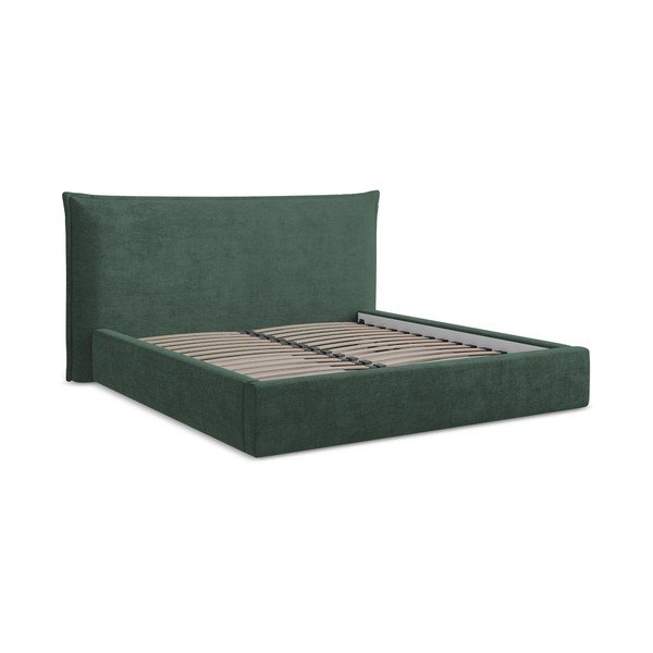 Letto matrimoniale imbottito verde con contenitore con rete inclusa 140x200 cm Esala – Makamii-image-2